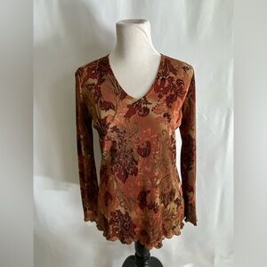 CHICO'S Plisse Top Women’s Small Pleated Stretchy BOHO Sheen V-Neck Blouse $99